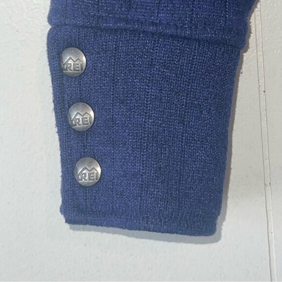 REI Aldervale Full Zip Sweater Fleece Mock Neck Hiking Jacket Blue M - Picture 4 of 12